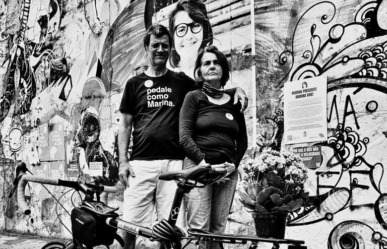 Paulo Garreta Harkot e Maria Claudia Kohler, pais de Marina Kohler Harkot, assassinada por atropelamento